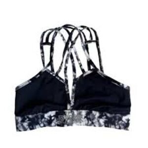PINK Victoria's Secret Black and Gray Strappy Sports Bra